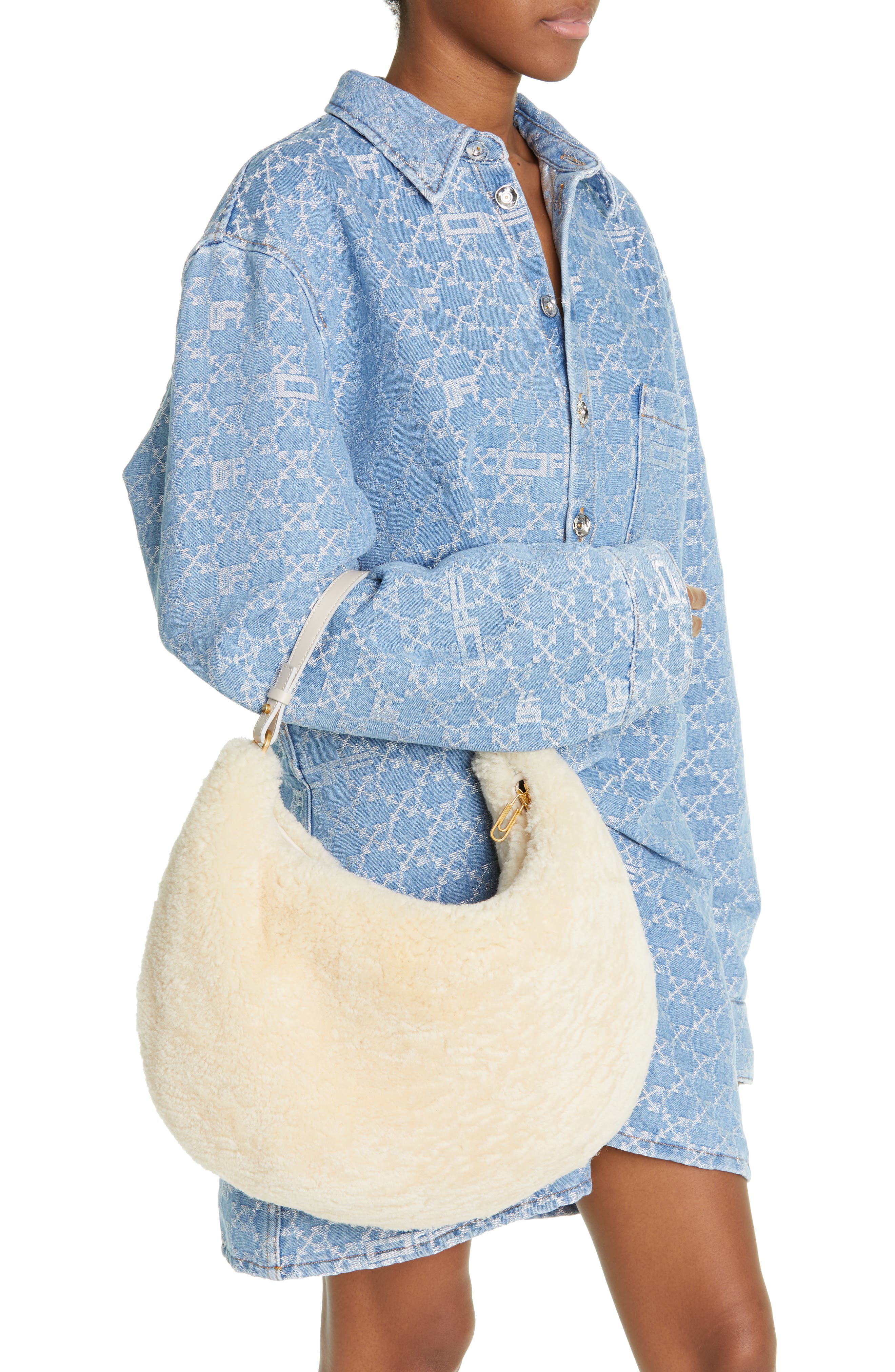 Off-White Paper Clip Genuine Shearling Hobo Bag (Women) | Nordstromrack