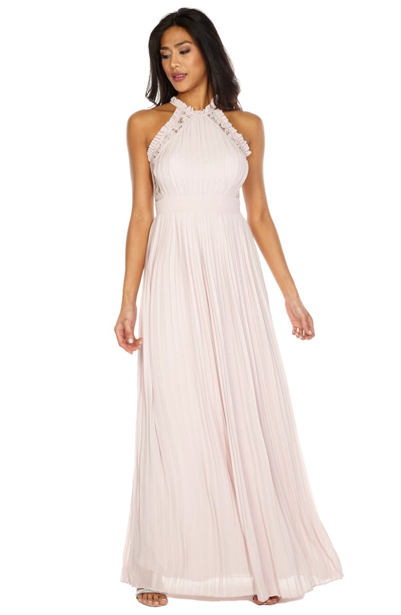 TFNC Dousha Pleated Halter Gown, Alternate, color, 