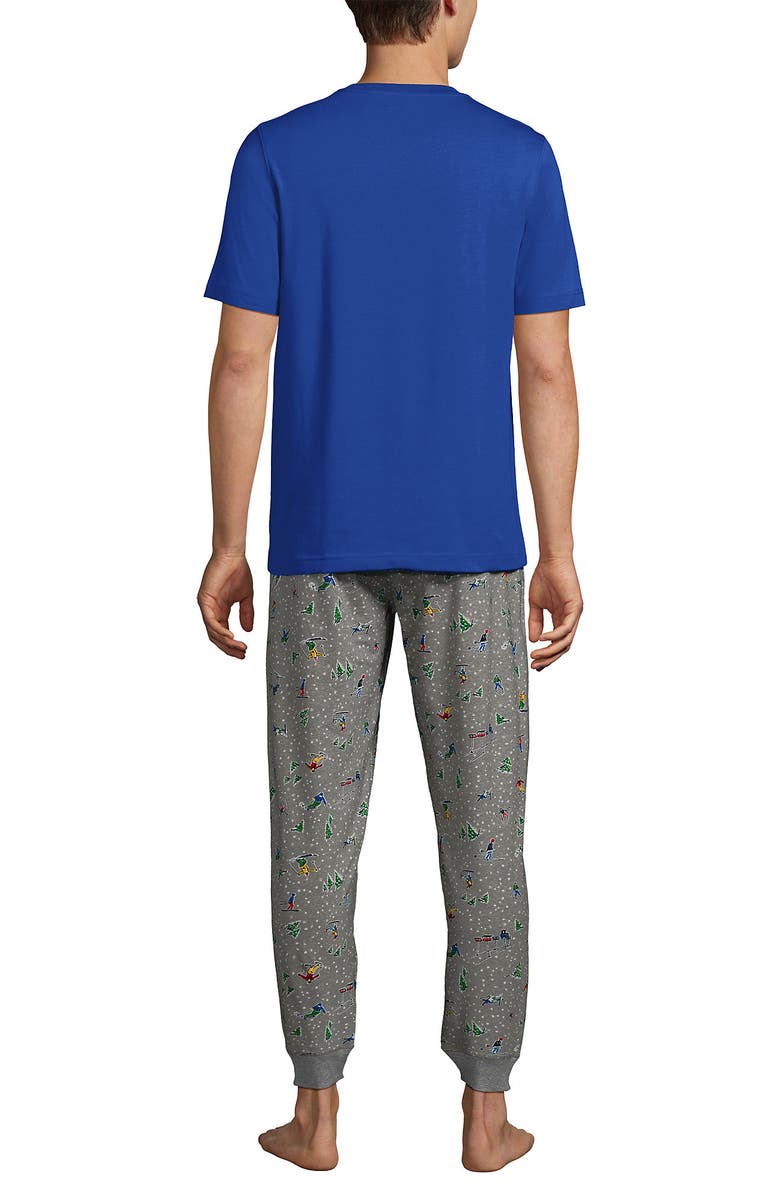 Lands' End Knit Jersey Pajama Sleep Set, Alternate, color, Gray Heather Skiers