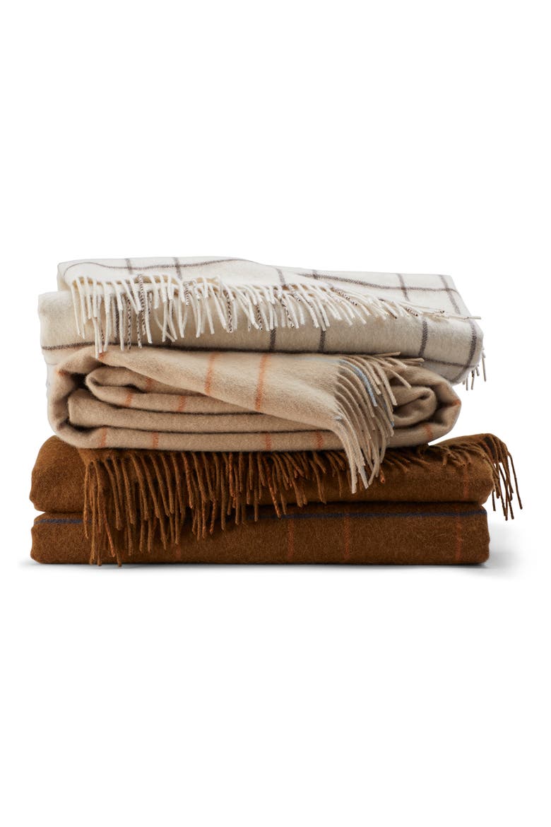Plaid Wool Throw Blanket, Alternate, color, MARSHMALLOW