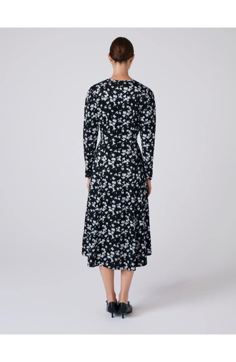 Ghost London Ana Floral Satin Midi Dress, Alternate, color, Black Floral