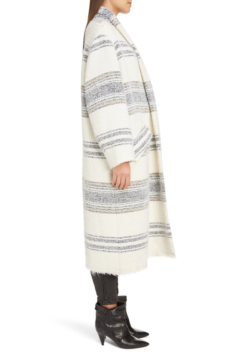 Faby Stripe Wool Blend Coat, Alternate, color, ECRU