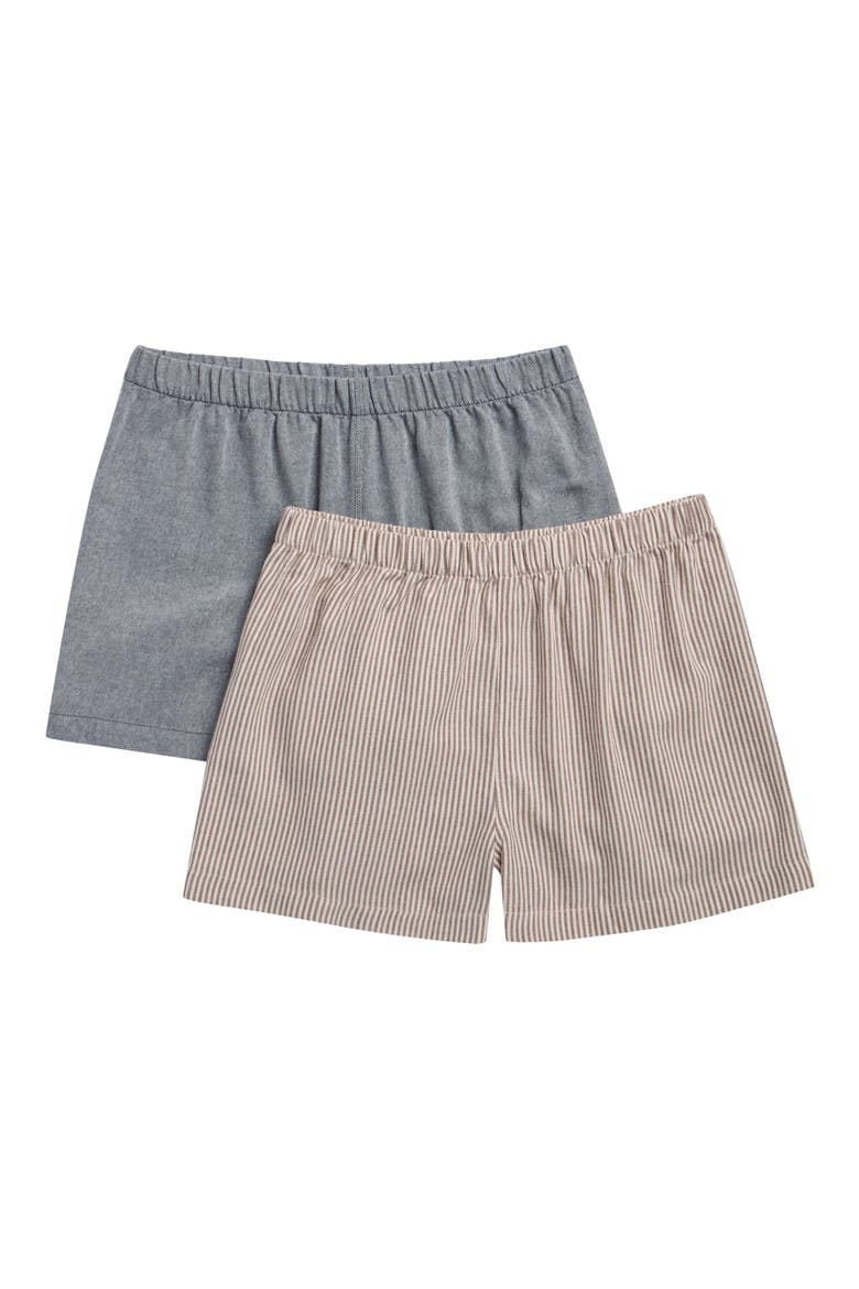 2-Pack Pajama Shorts, Alternate, color, NAVY CHAMBRAY - BROWN STRIPE