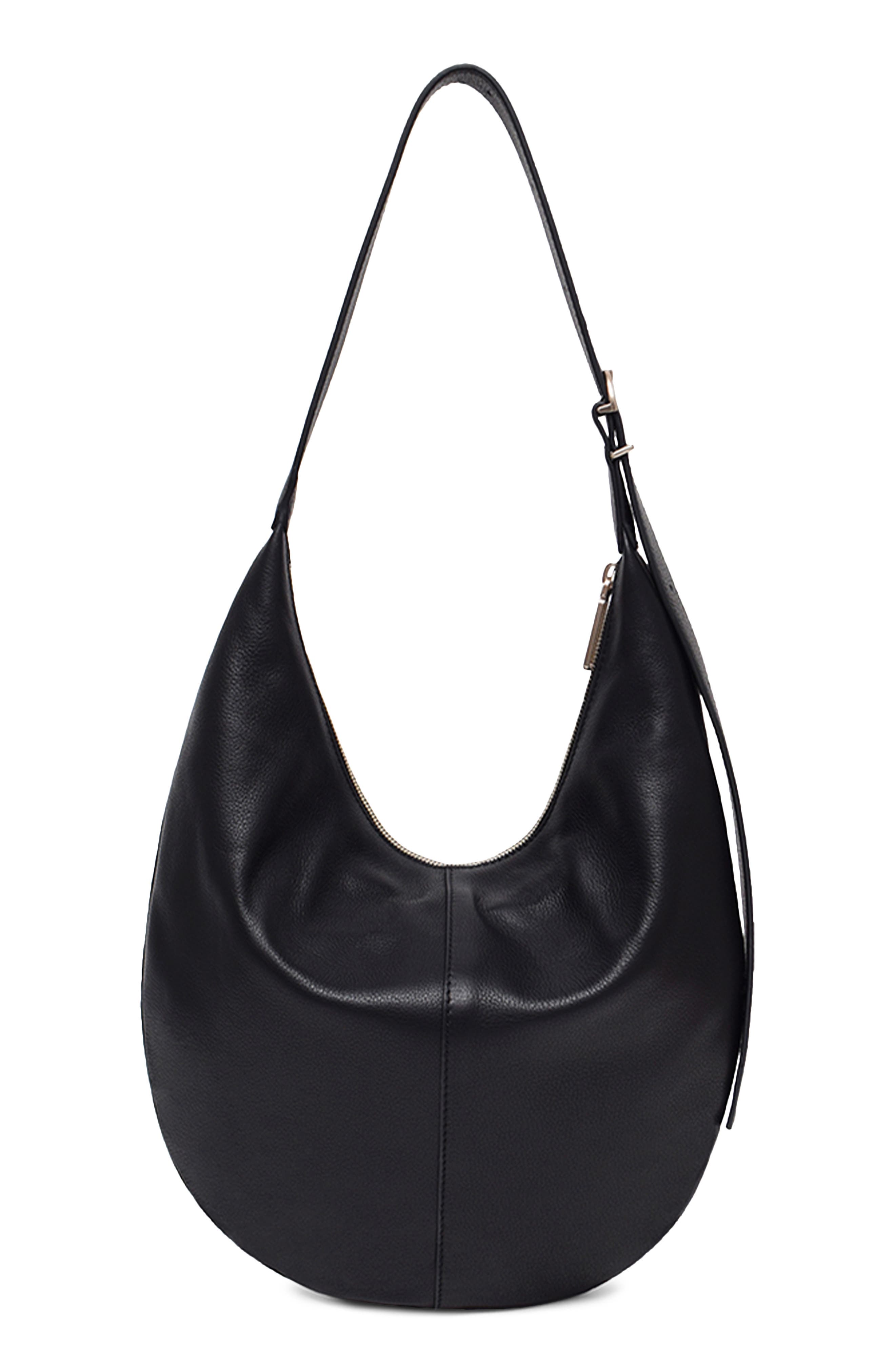 Wyatt Leather Hobo, Alternate, color, BLACK