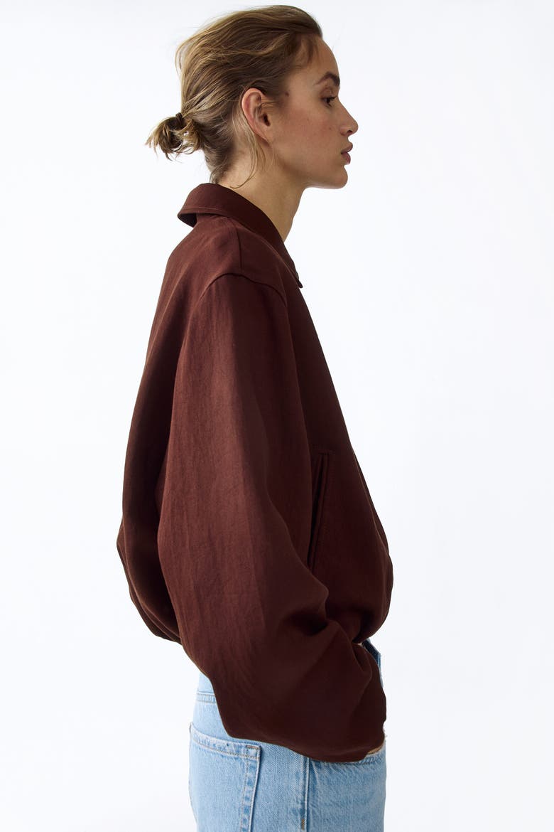 Oversized Bubble-hem Jacket, Alternate, color, Dark rust brown