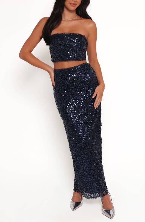Glissy Sequin Tube Top & Maxi Skirt Set
