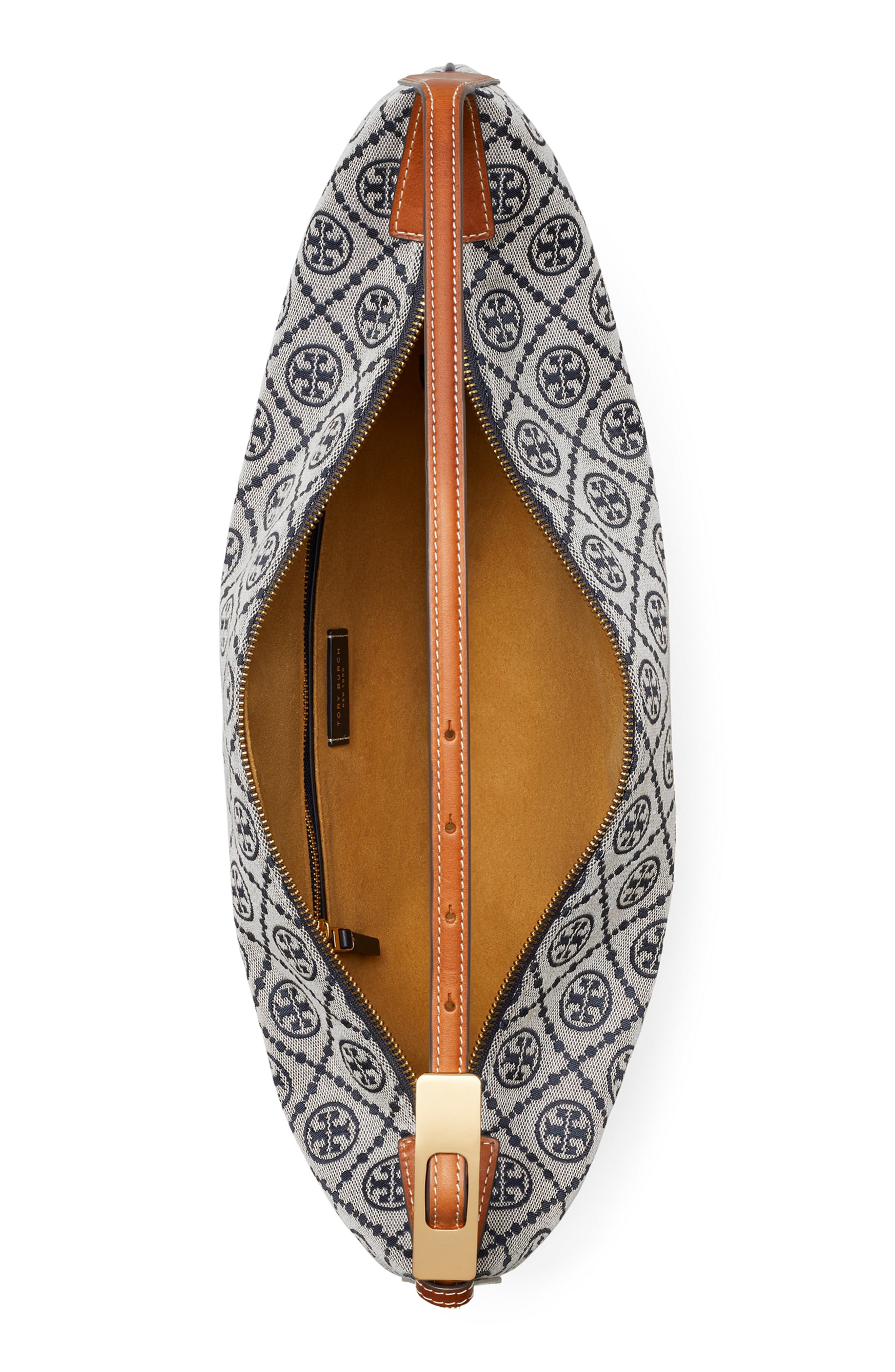 Tory Burch T Monogram Jacquard Balloon Bag, Alternate, color, Tory Navy