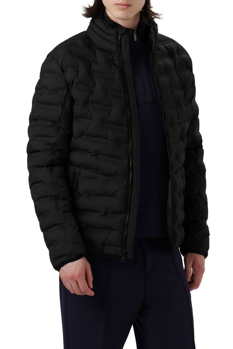 Quilted Bomber Jacket, Main, color, BLACK