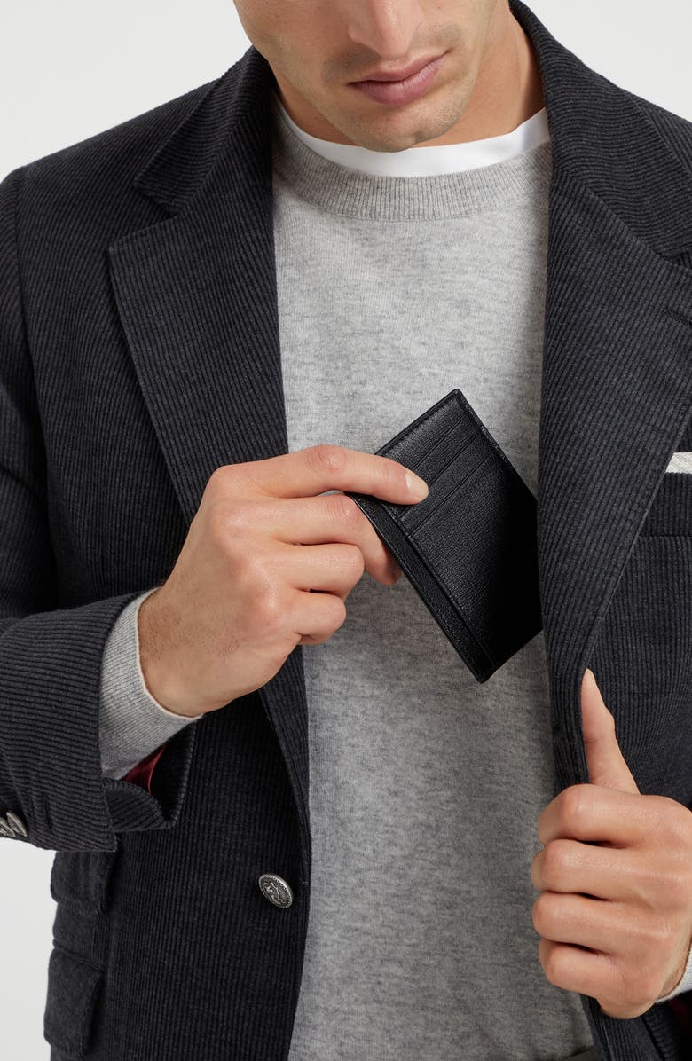 Brunello Cucinelli Capretta card holder, Alternate, color, Black
