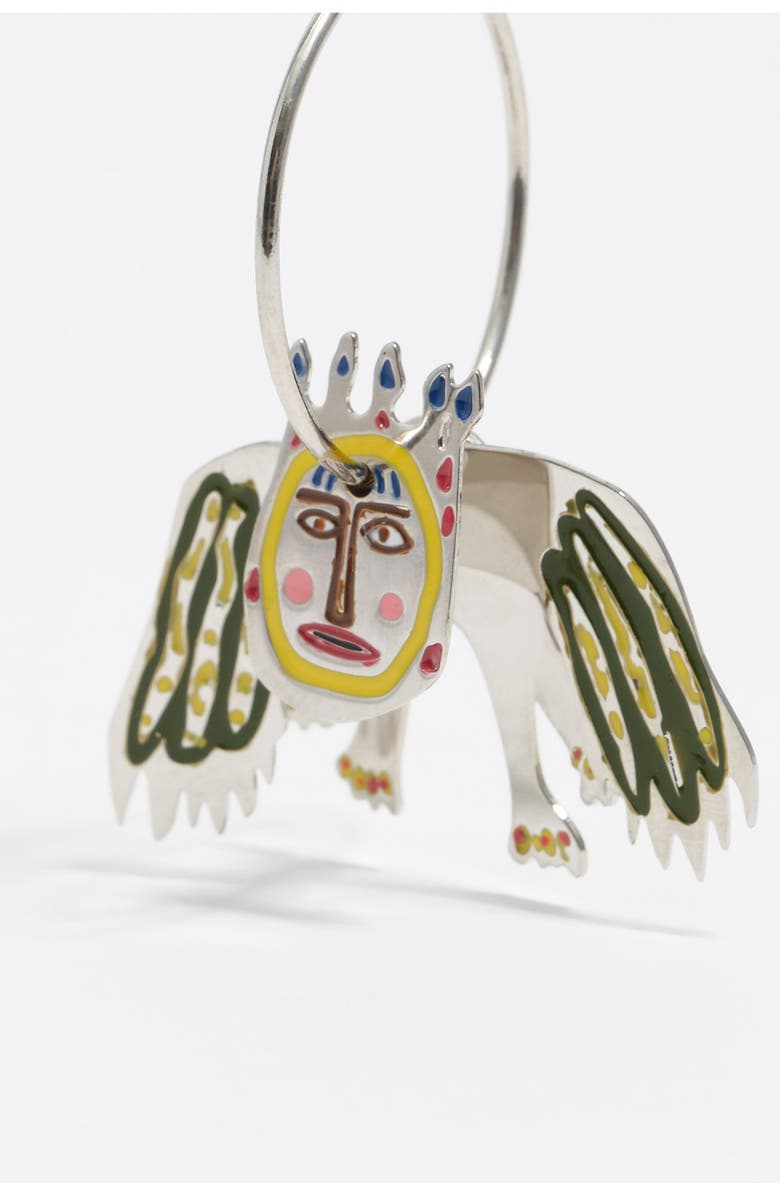 Bimba y Lola Masks Hoop Earrings, Alternate, color, Dark Silver