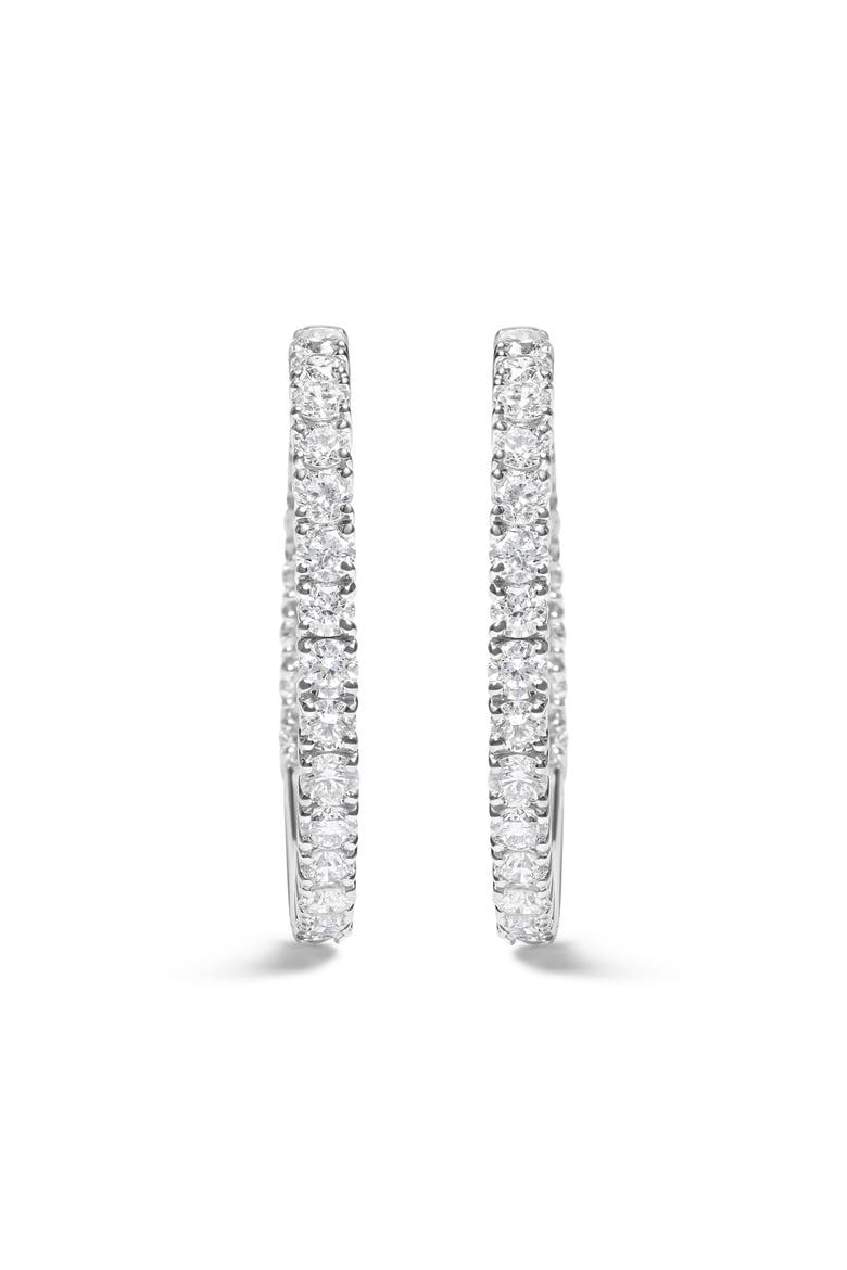 14K White Gold 5.00 Cttw Lab Grown Diamond Inside Out Hoop Earrings, Main, color, White