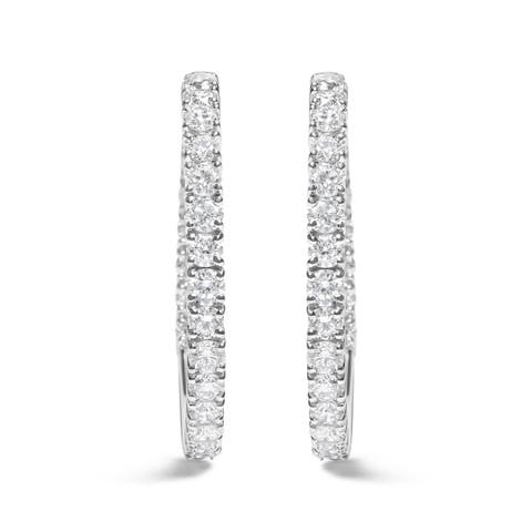 14K White Gold 5.00 Cttw Lab Grown Diamond Inside Out Hoop Earrings