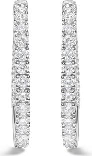 Haus of Brilliance 14K White Gold 5.00 Cttw Lab Grown Diamond Inside Out Hoop Earrings