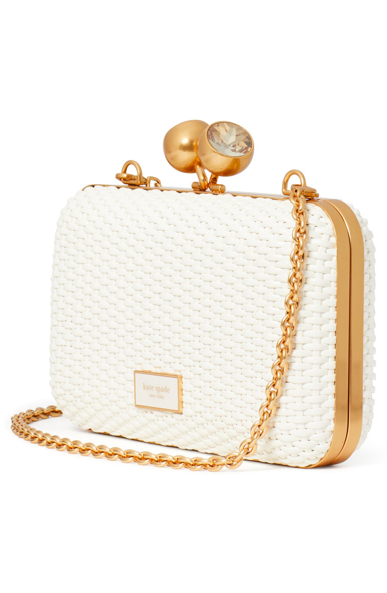 Kate Spade New York kisslock woven clutch, Alternate, color, 