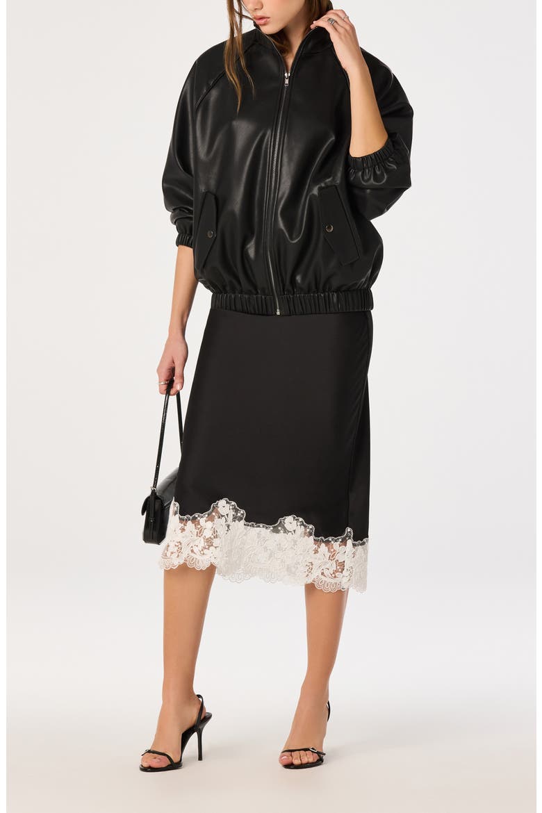 Shantel Lace Trim Midi Skirt, Alternate, color, BLACK WHITE LACE
