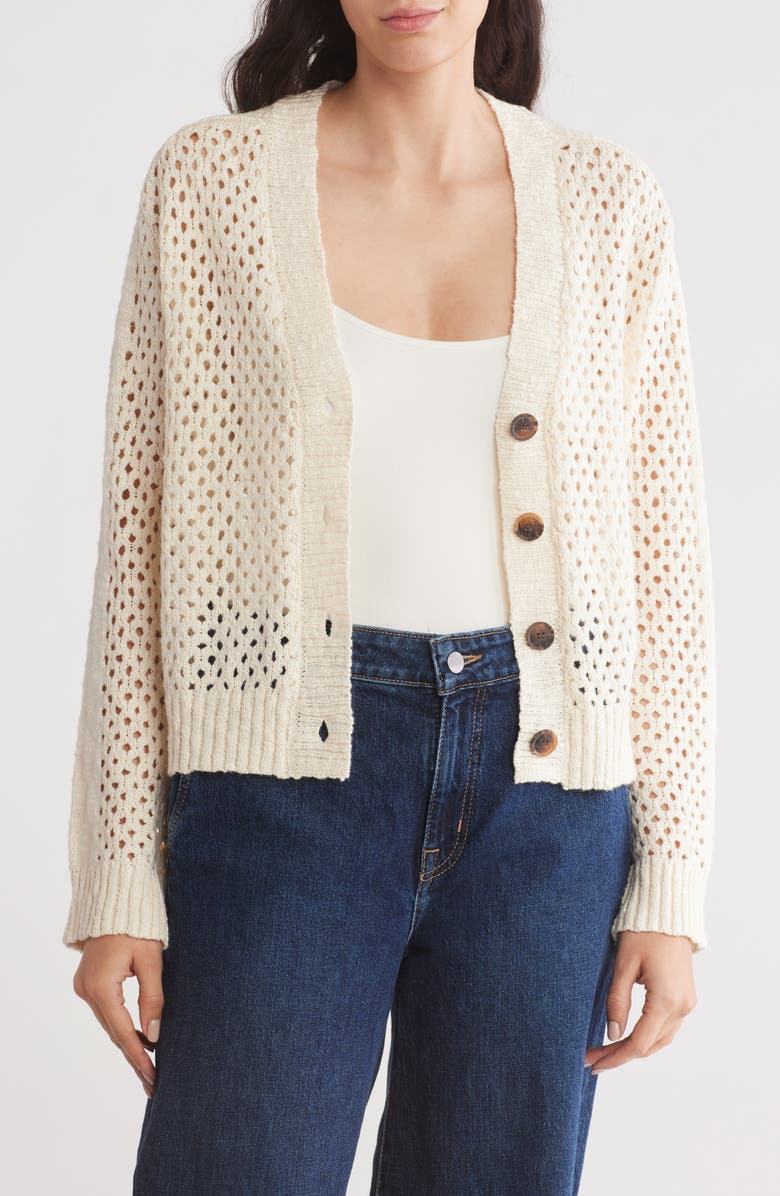 Design History Open Knit Cardigan, Main, color,