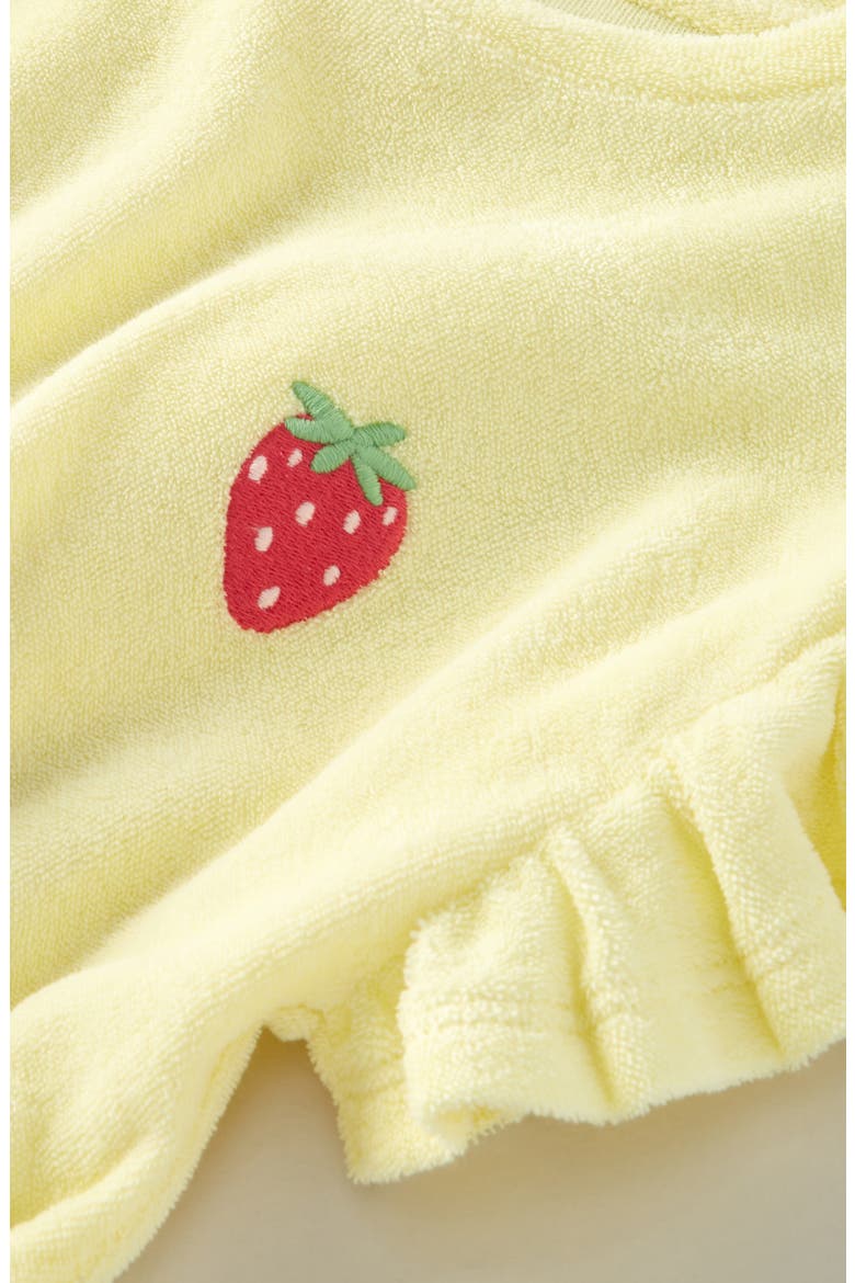 Kids' Flutter Sleeve Cotton Terry Dress, Alternate, color, YELLOW SWEET BERRY EMBROIDERY