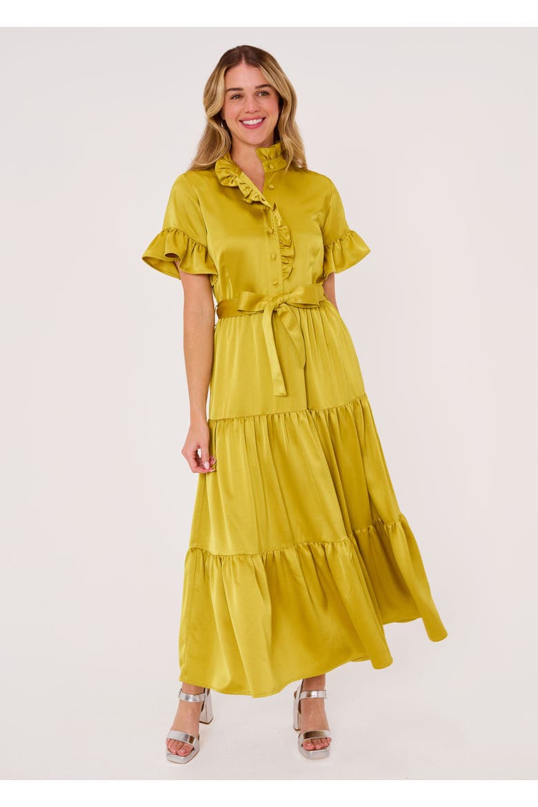 Sadie Maxi Satin Dress, Main, color, Golden Olive