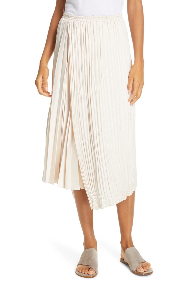 Mixed Pleat Wrap Midi Skirt, Main, color, PALE ALDER