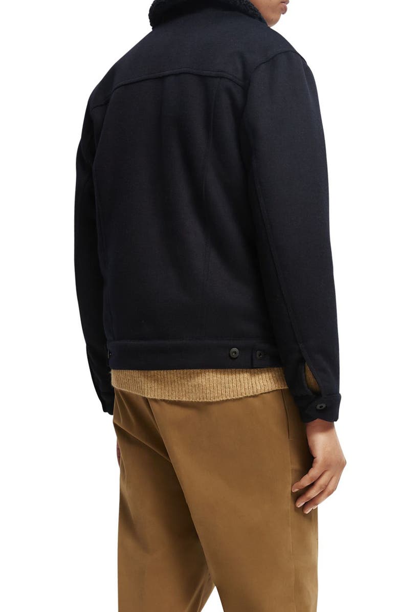 Scotch & Soda High-Pile Fleece Lined Wool Blend Trucker Jacket, Alternate, color, 