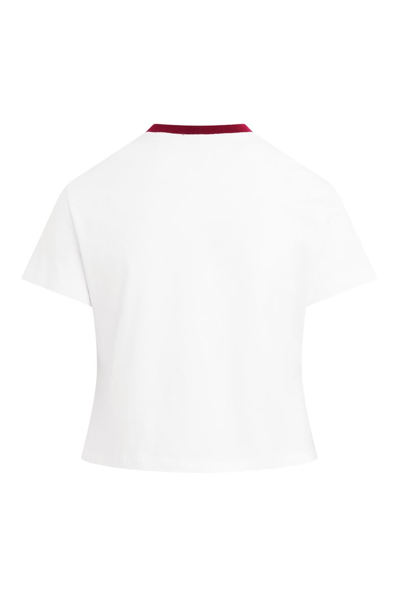 The Signature Crop Graphic T-Shirt, Alternate, color, OFF WHITE/ RASPBERRY