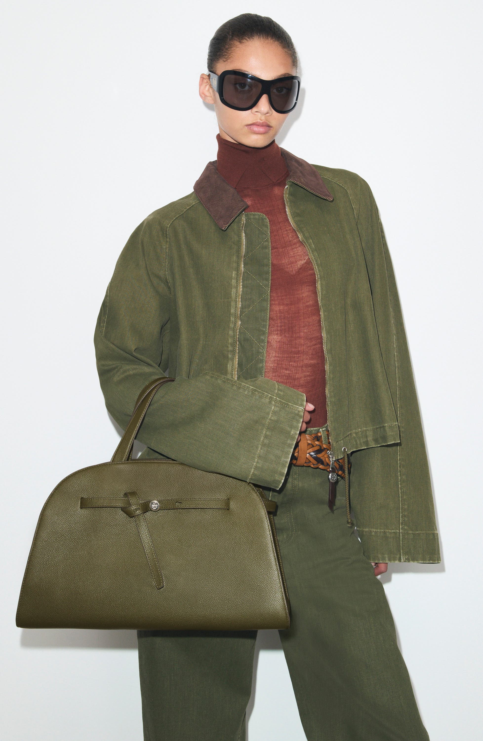 Romy Bauletto Leather Satchel, Alternate, color, LECCIO