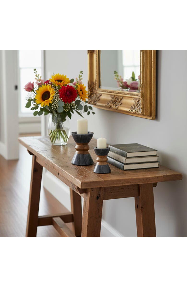 Mela Artisans Monarch Marble & Acacia Candleholders, Alternate, color, Black