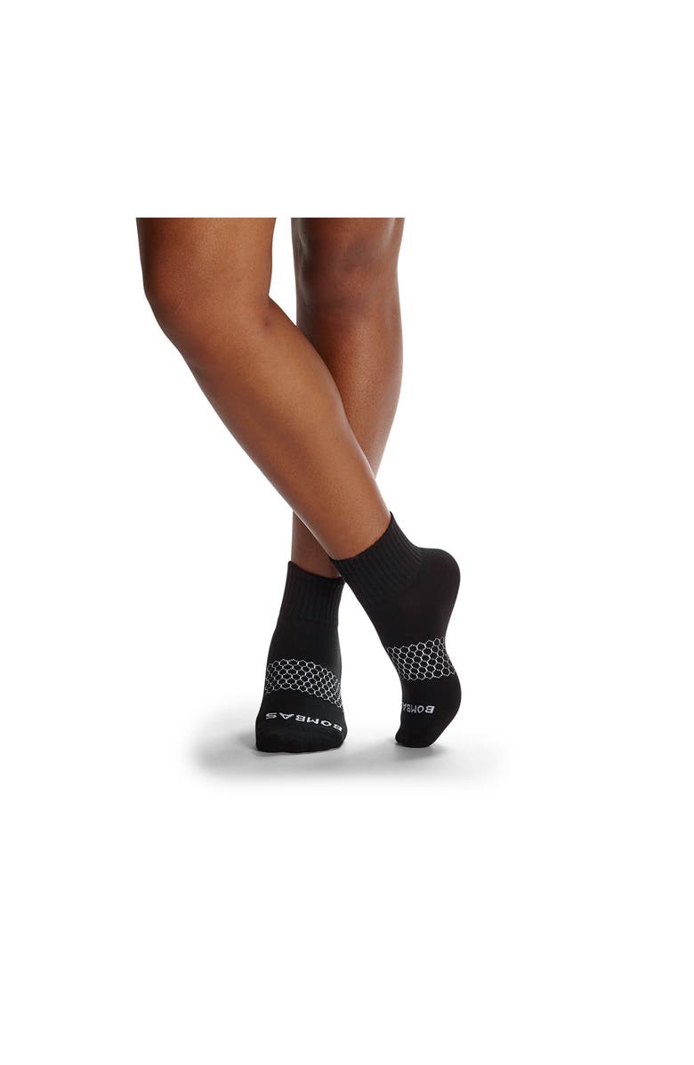 Bombas Solid Quarter Socks, Alternate, color, Black
