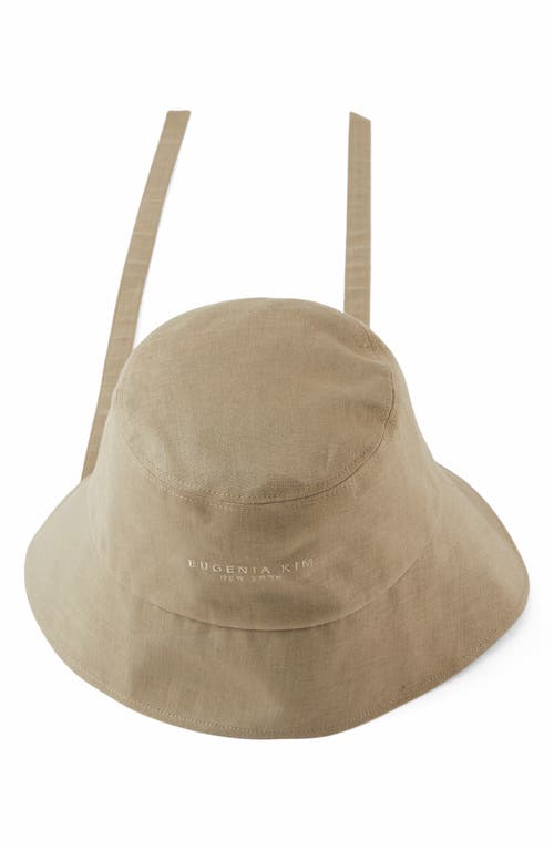 Eugenia Kim Ally Linen Bucket Hat In Khaki