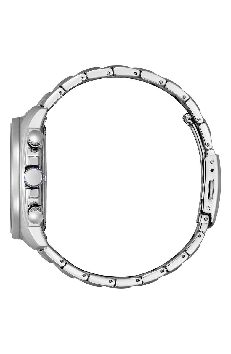 Citizen Eco Drive Chronograph Stainless Steel Bracelet Watch, 44mm, Alternate, color, Silver/Black