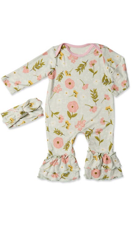 Ruffle Romper & Head Wrap Set