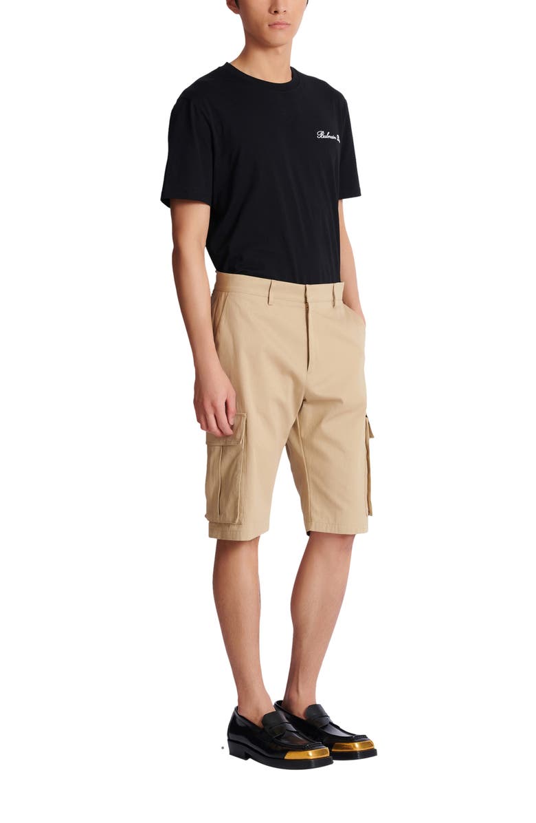 Balmain Cotton canvas cargo Bermuda shorts, Alternate, color, Beige