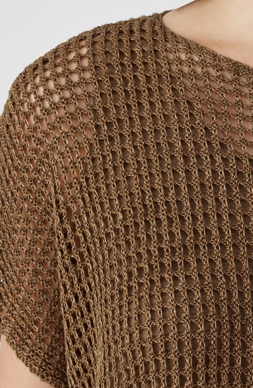 Eileen Fisher Open Stitch Short Sleeve Organic Linen Sweater