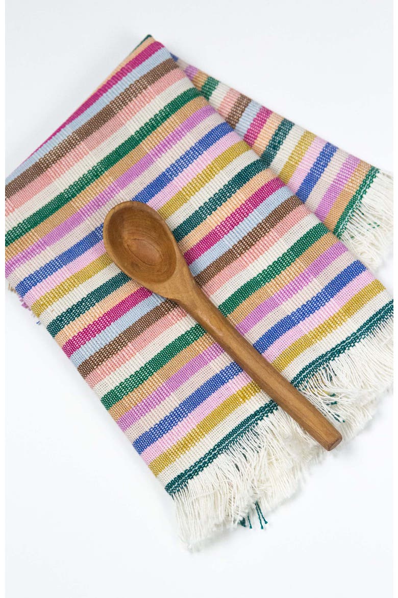 Valentina Rainbow Striped Handwoven Cotton Party Napkins, Set of 4, Alternate, color, Rainbow