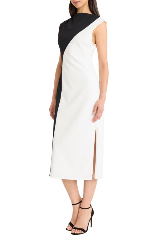 Donna Morgan For Maggy Colorblocked Sleeveless Midi Dress In Black