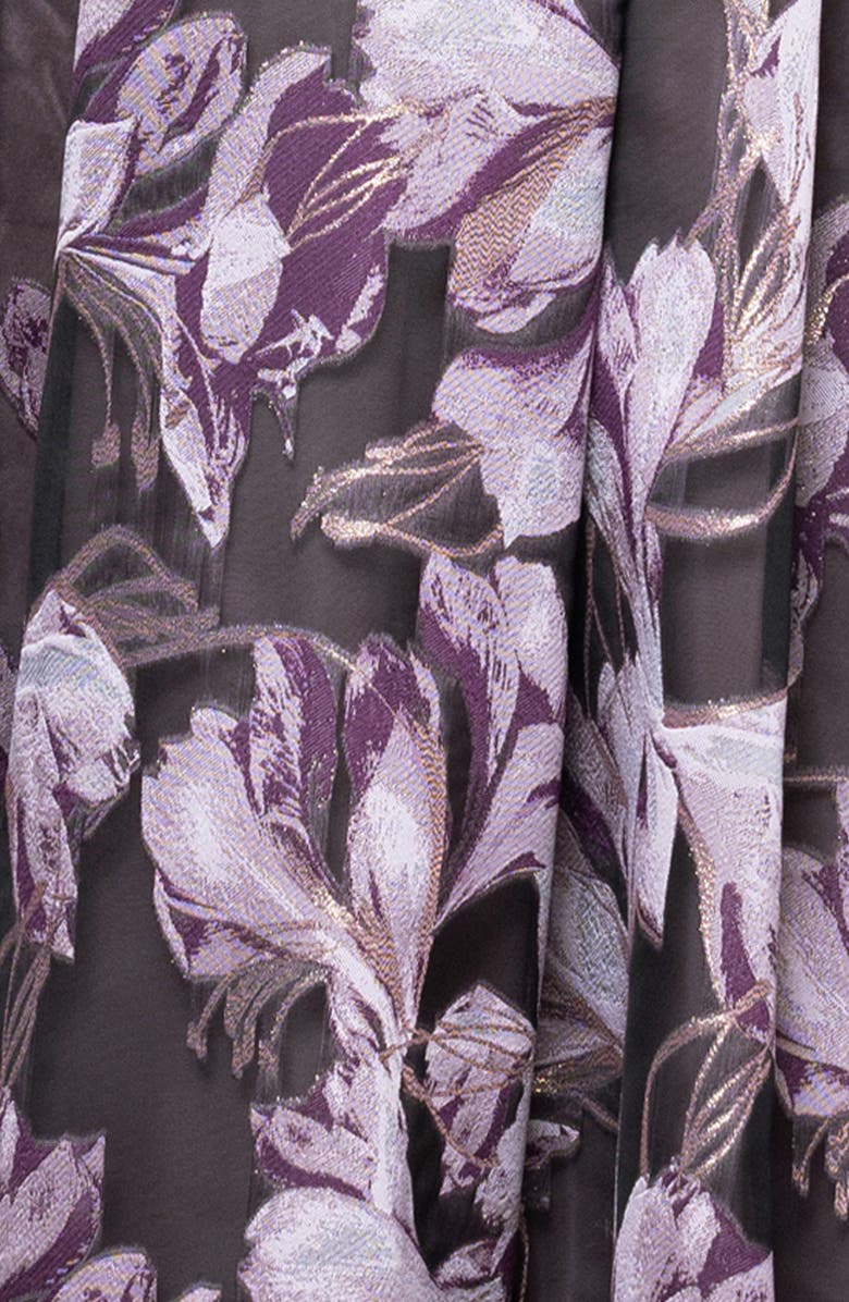 Xscape Evenings Pleated One-Shoulder Ballgown, Alternate, color, Black/ Lilac