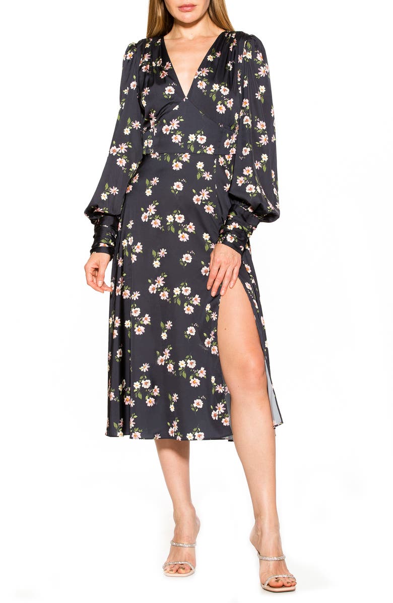 Alexia Admor Elysa Long Sleeve Satin Midi Dress, Main, color,