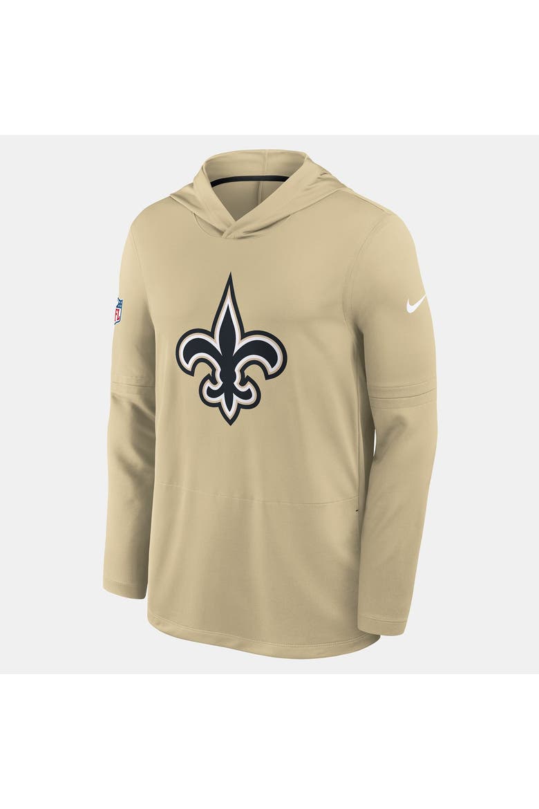 Men's Nike Gold New Orleans Saints Sideline Alternate Lightweight Long Sleeve Hooded Dri-FIT T-Shirt, Alternate, color, Gold