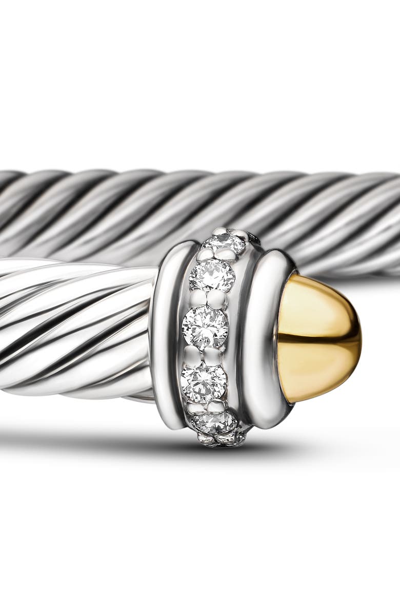 David Yurman Cable Classic Collection<sup>®</sup> Bracelet with Diamond and 18K Gold, Alternate, color, Yellow Gold/ Silver/ Diamond