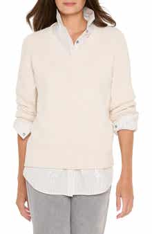 NIC+ZOE Shaker Stitch V-Neck Sweater