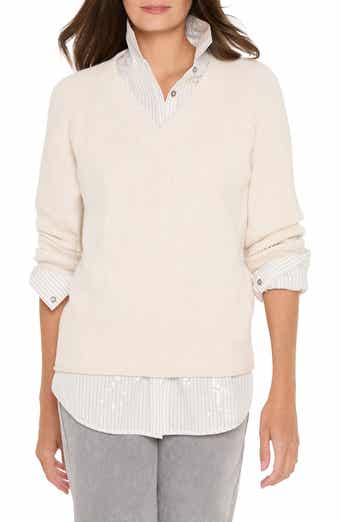 Shaker Stitch V-Neck Sweater