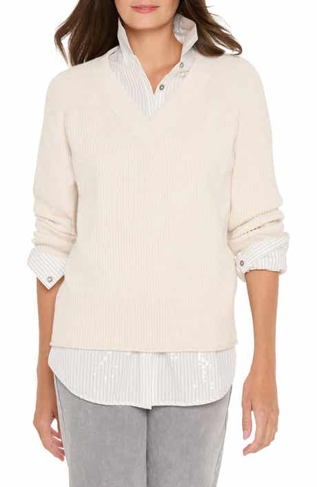 NIC+ZOE Shaker Stitch V-Neck Sweater