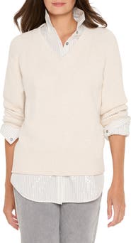 NIC+ZOE Shaker Stitch V-Neck Sweater