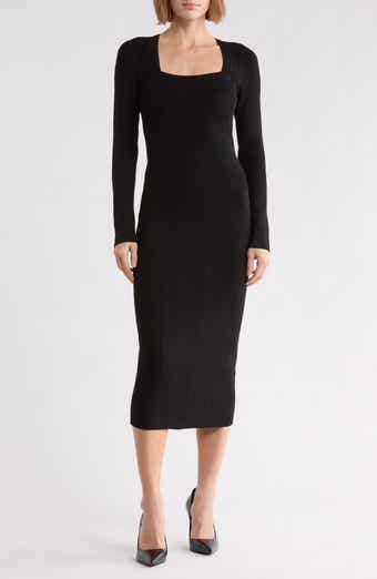 Fuldiani Square Neck Ribbed Midi Dress