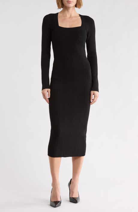 Fuldiani Square Neck Ribbed Midi Dress