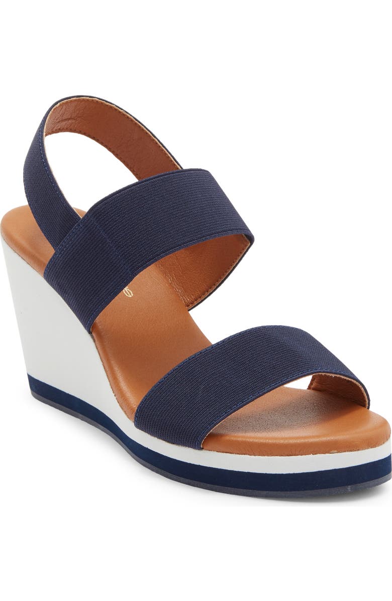 André Assous Nikola Slingback Platform Wedge Sandal, Main, color, Navy