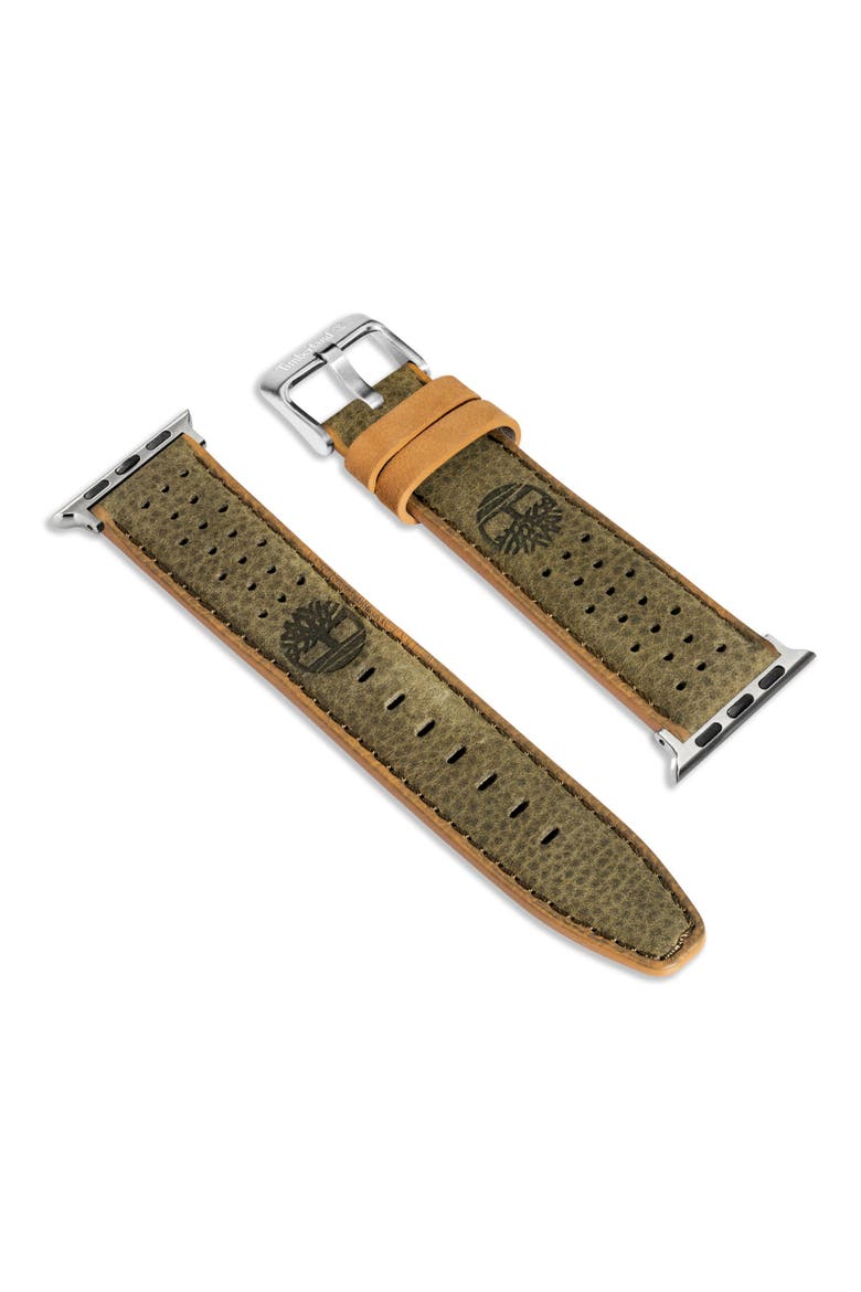 Daintree Water Repellent Leather 20mm Smartwatch Watchband, Main, color, EVERGREEN