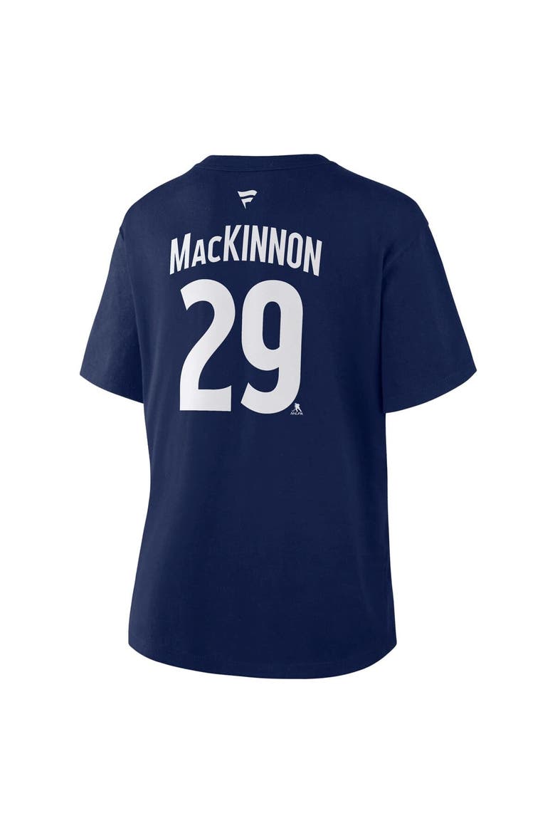 Women's Fanatics Nathan MacKinnon Navy Colorado Avalanche Authentic Stack Name & Number T-Shirt, Alternate, color, Navy