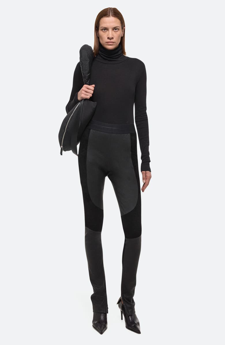 Helmut Lang Racer Leather & Suede Leggings, Alternate, color, Black - 001