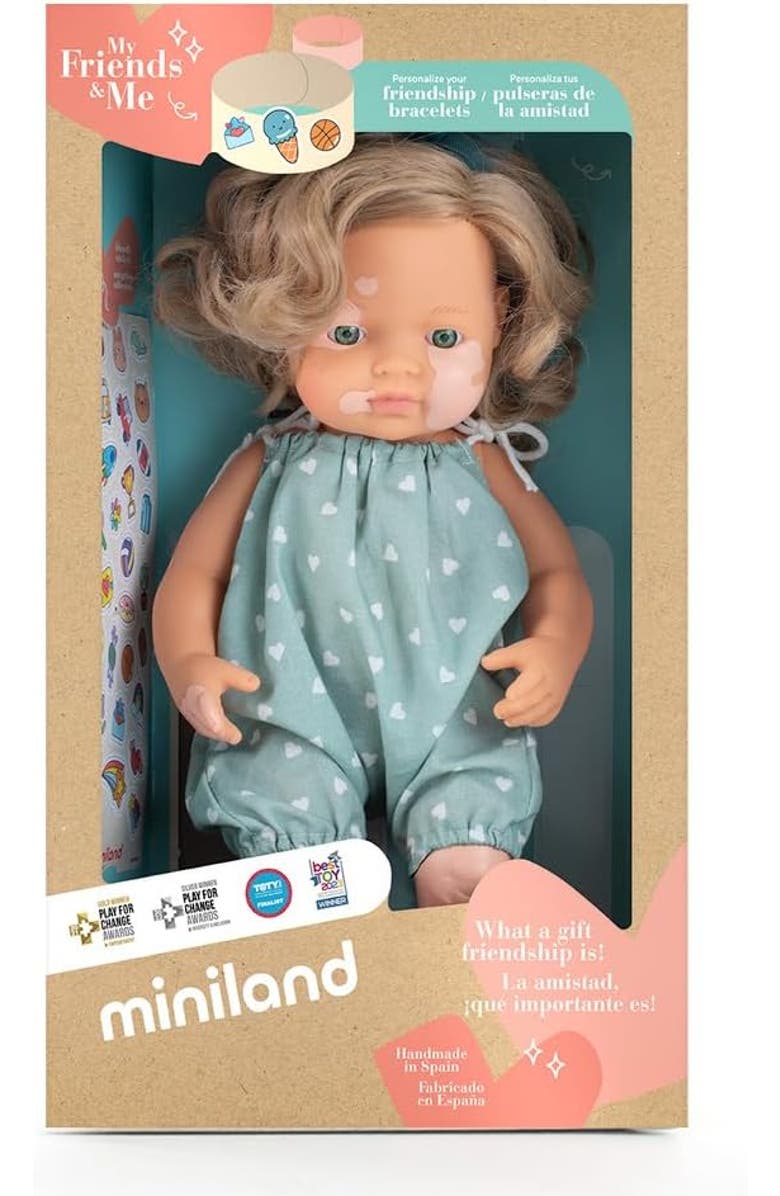 Miniland My Friends and Me Collection Baby Girl Doll with Dark Blonde Hair and Vitalago - 15", Alternate, color, Beige